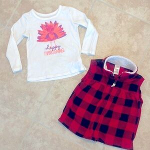 18-24M Thanksgiving Top & Plaid Buffalo Print Vest​